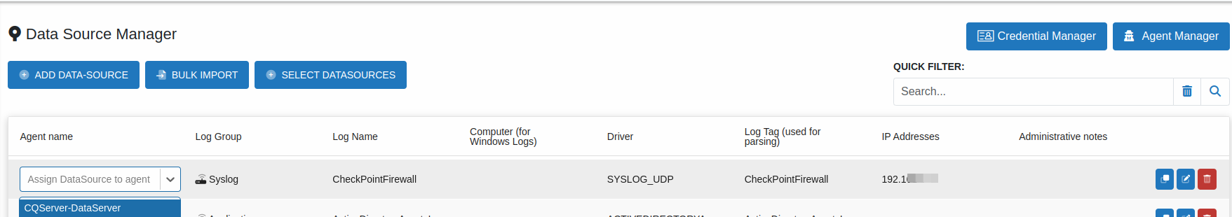 Assign agent dropdown