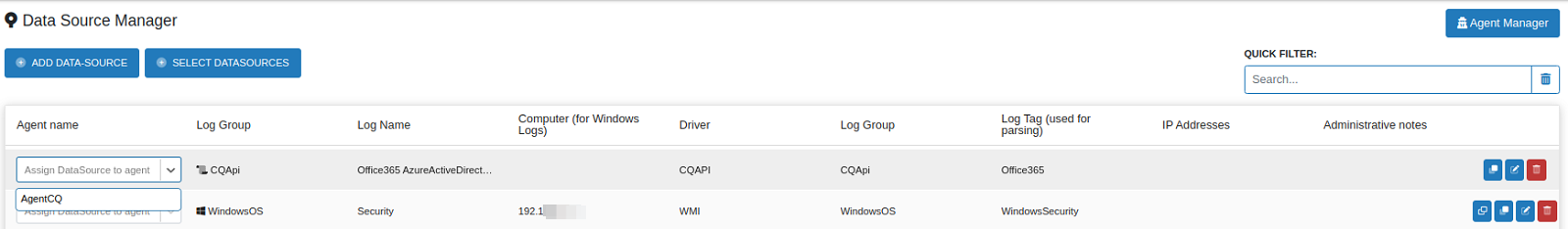 Assign agent dropdown