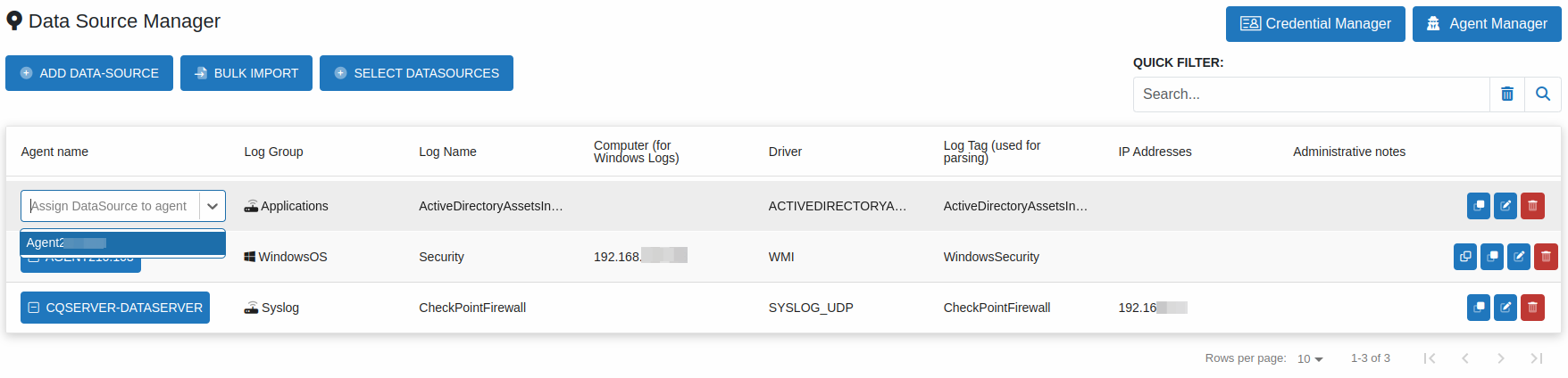 Assign agent dropdown