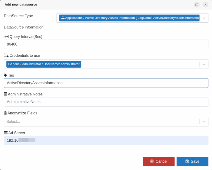 Add data source form