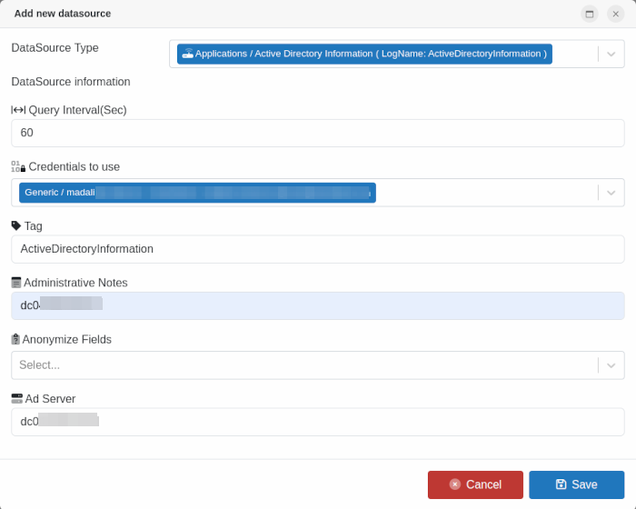 Add data source form