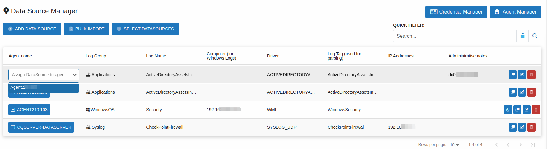 Assign agent dropdown