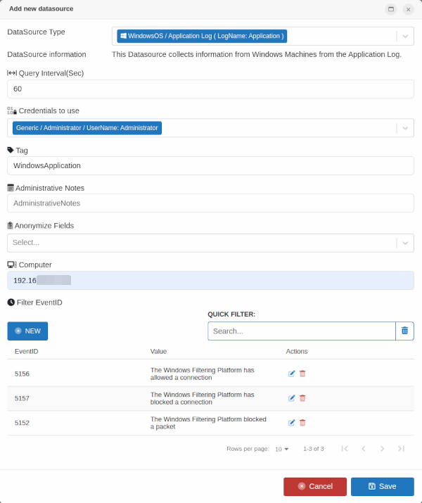 Add data source form