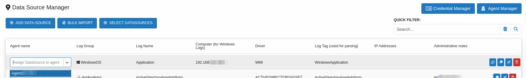 Assign agent dropdown