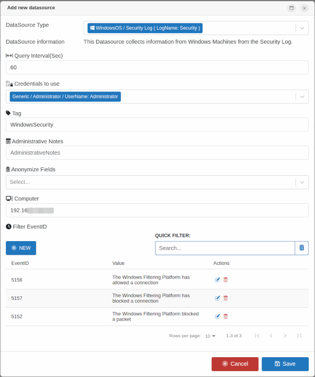Add data source form