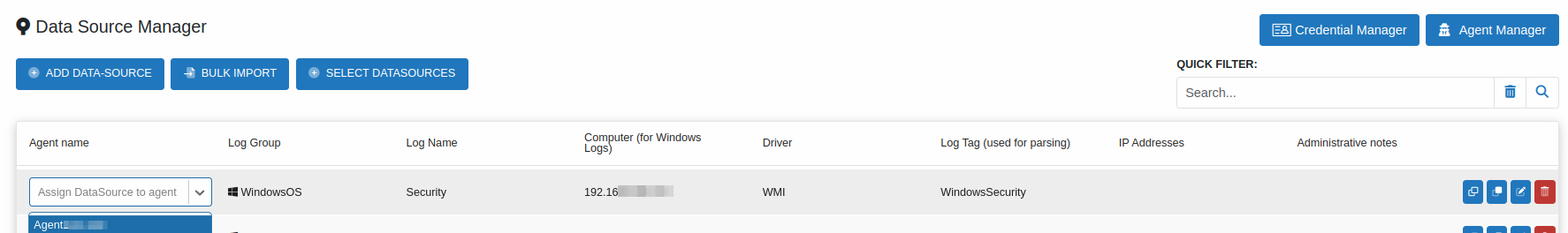 Assign agent dropdown