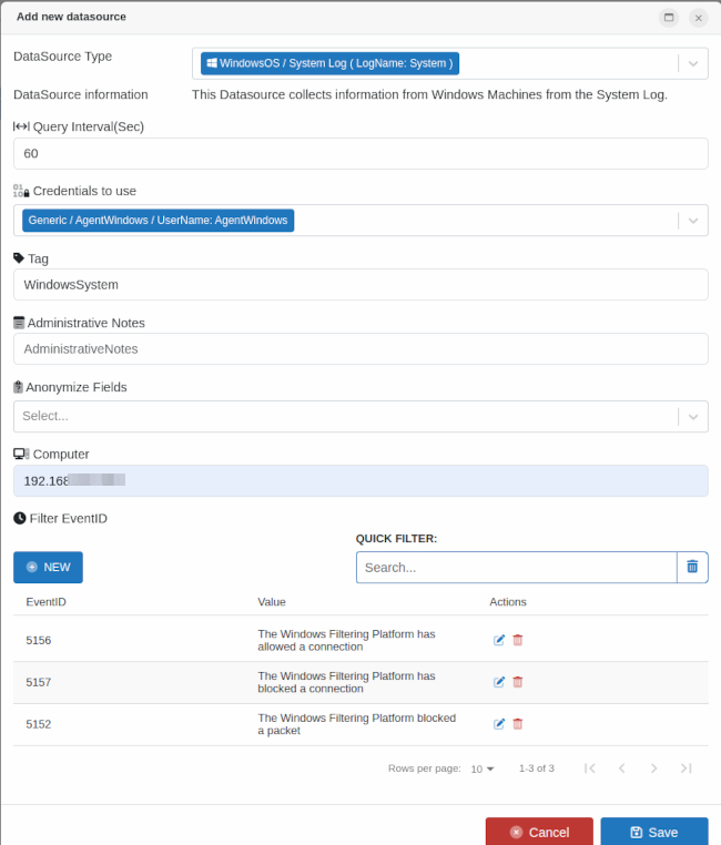 Add data source form