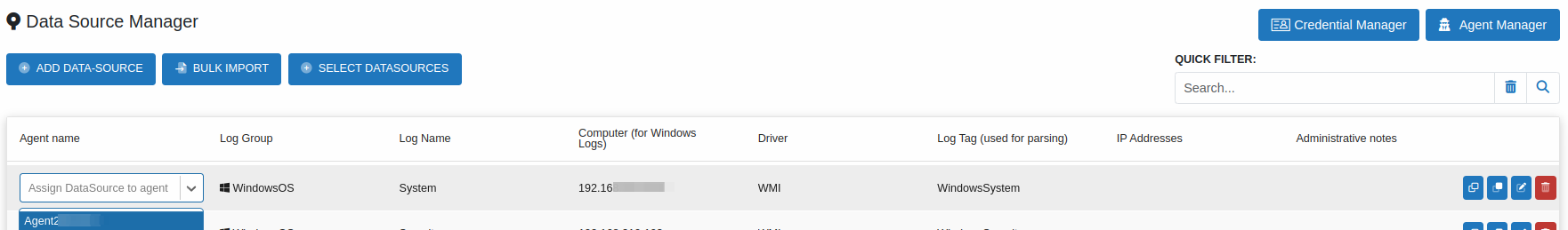 Assign agent dropdown