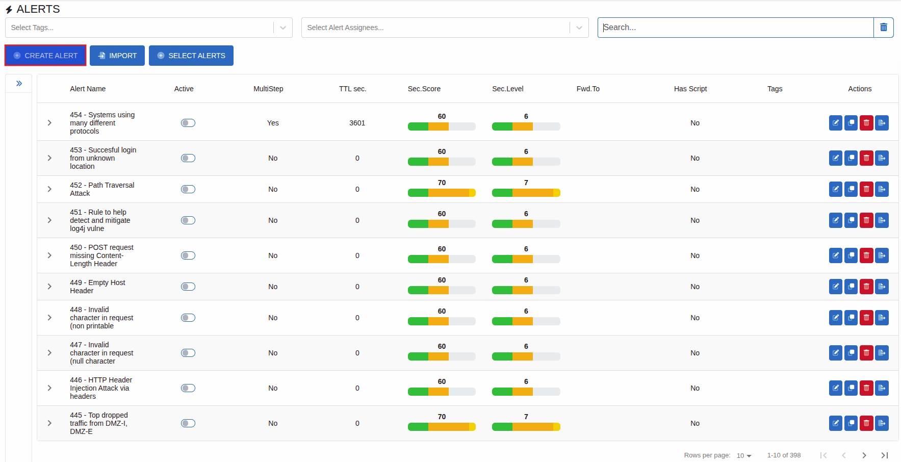 Create new alert definition