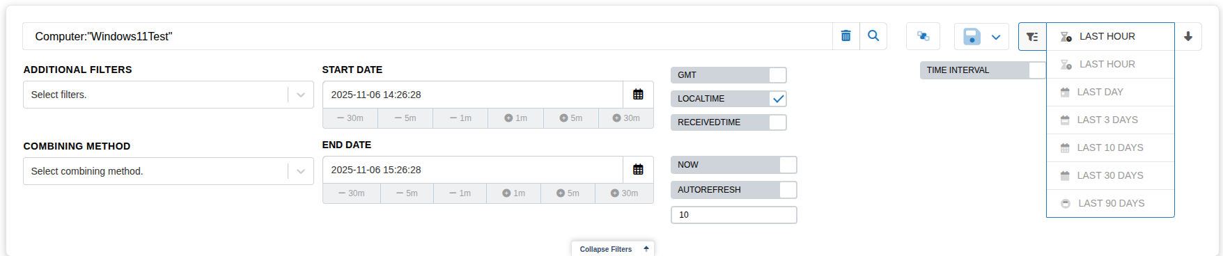 Time interval selector