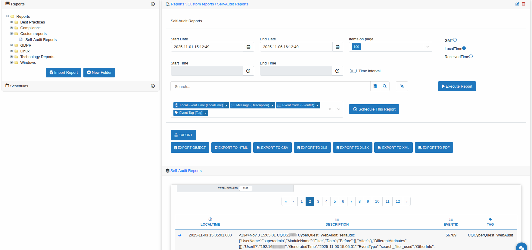 Report execution options