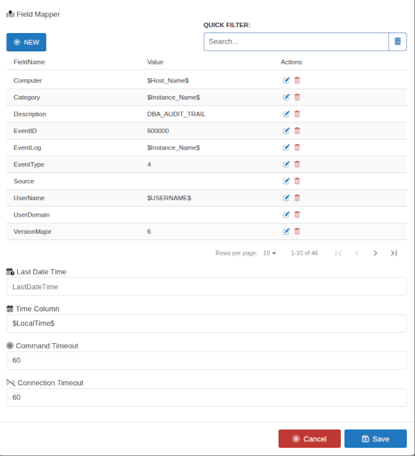Field mapping configuration