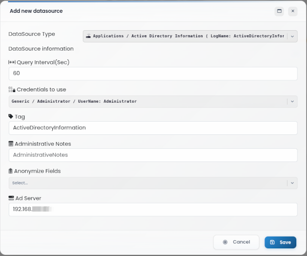 Add data source form