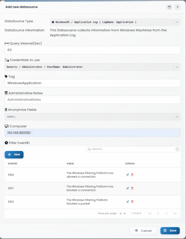 Add data source form