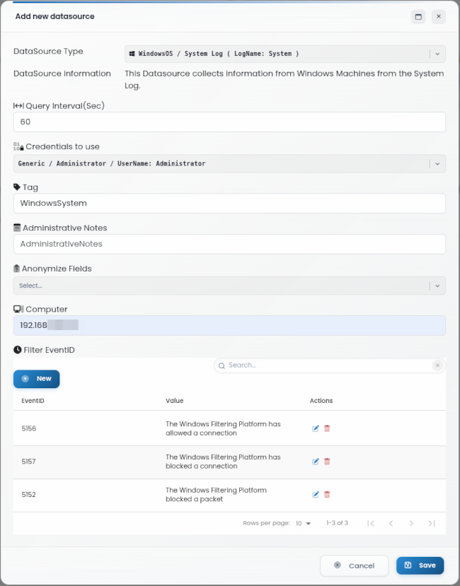 Add data source form