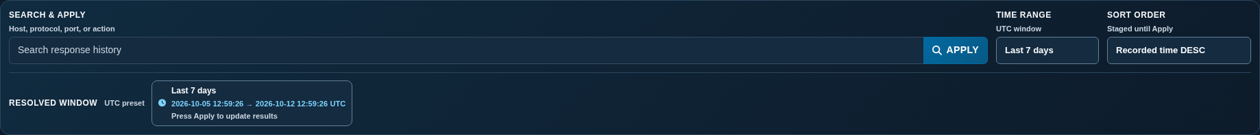 Filter deck with a preset selected