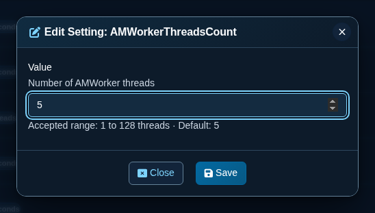 Edit Setting dialog