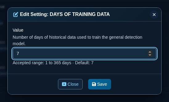 Edit Setting dialog