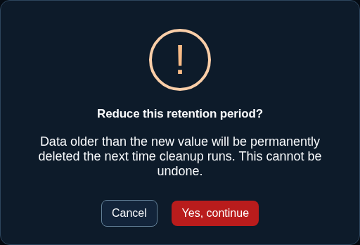 Reduce retention confirmation