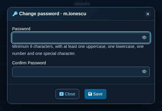 Change password form