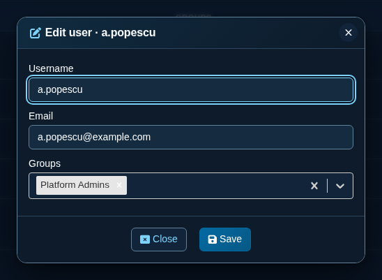 Edit user form