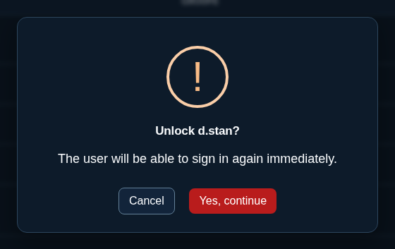 Unlock user confirmation