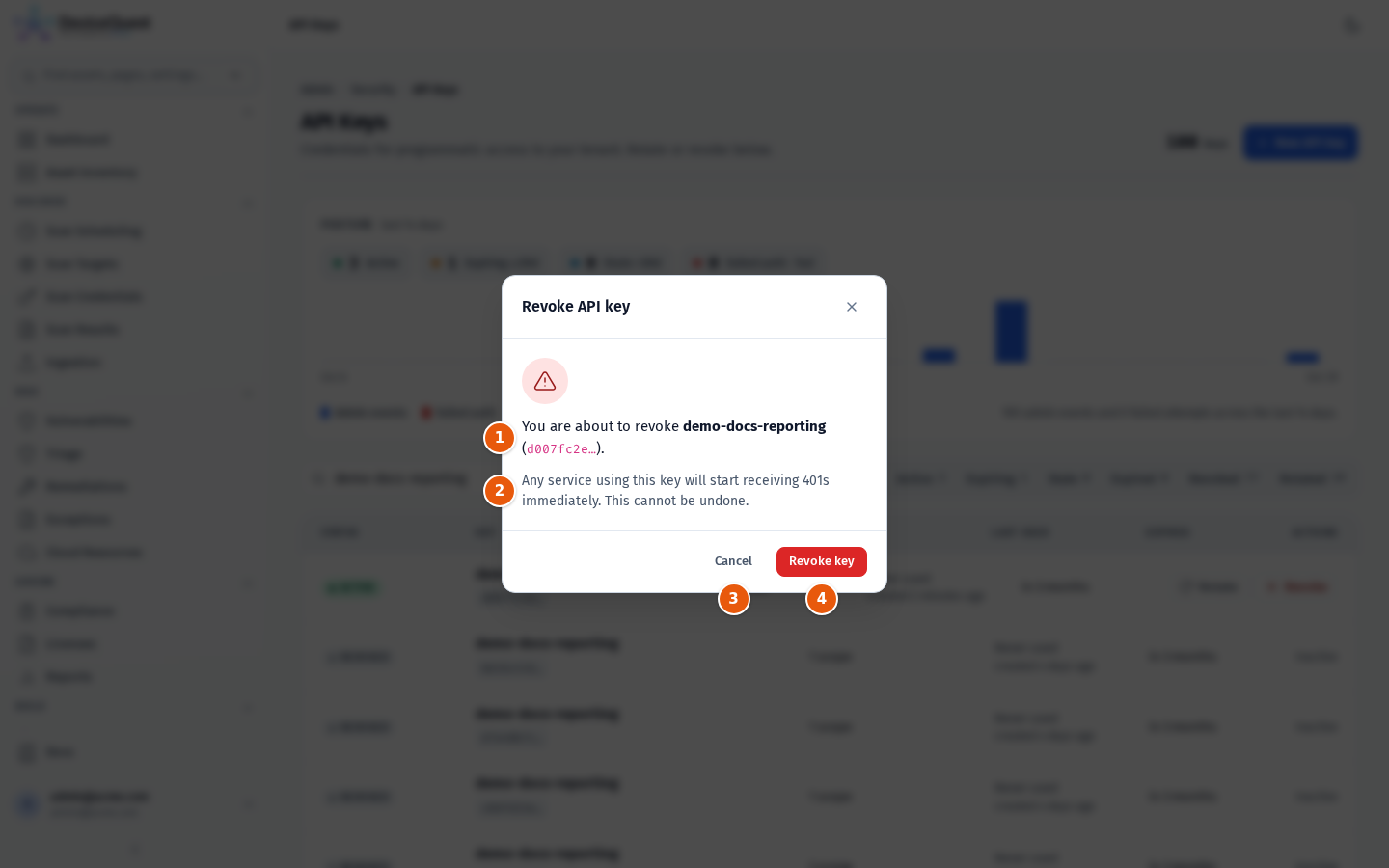 The Revoke API key dialog