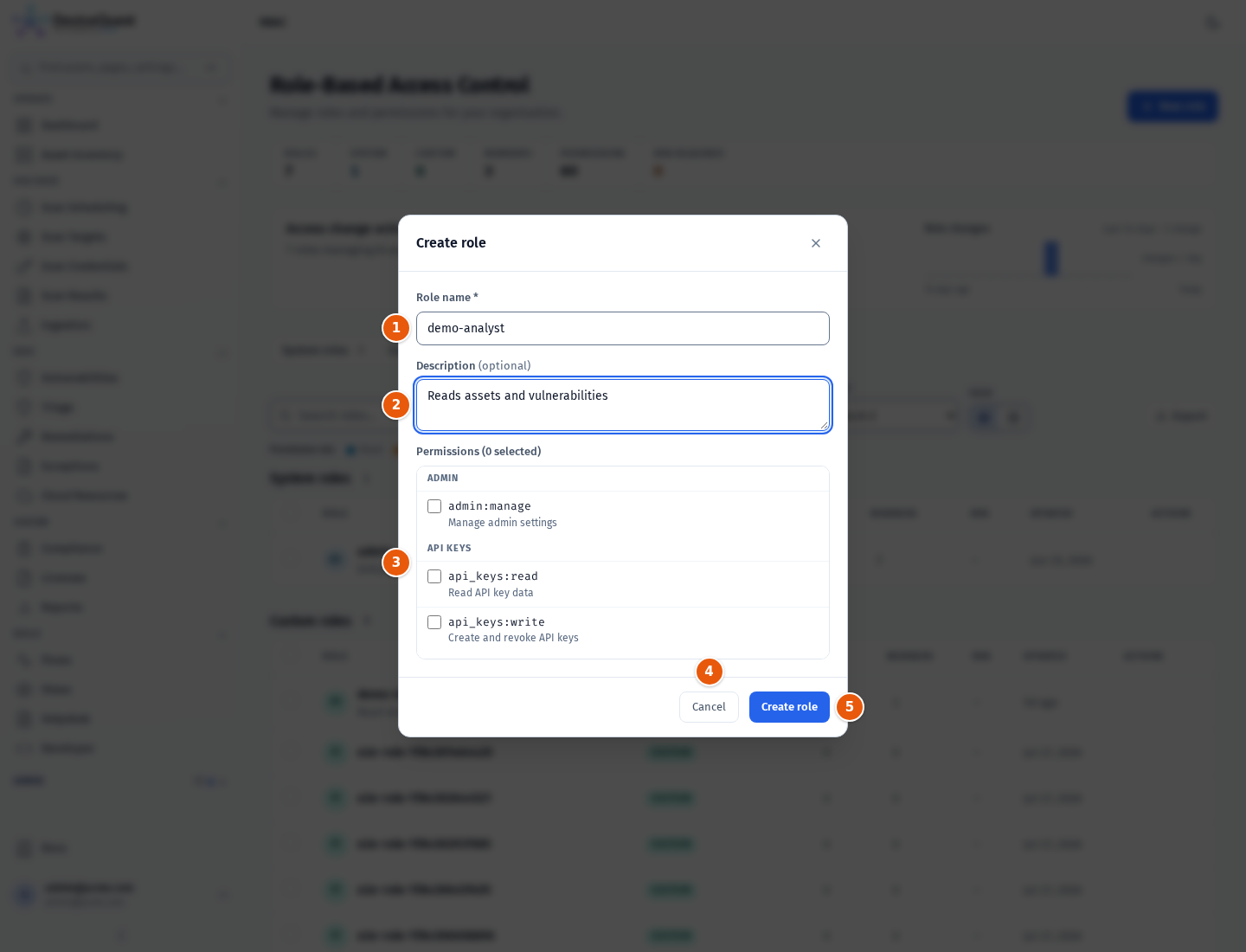 The Create role dialog