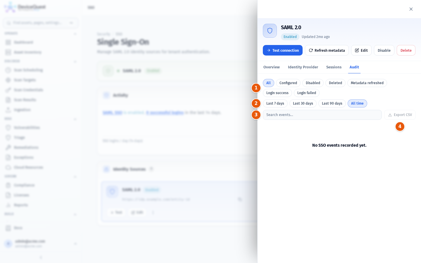 The Audit tab with its filters