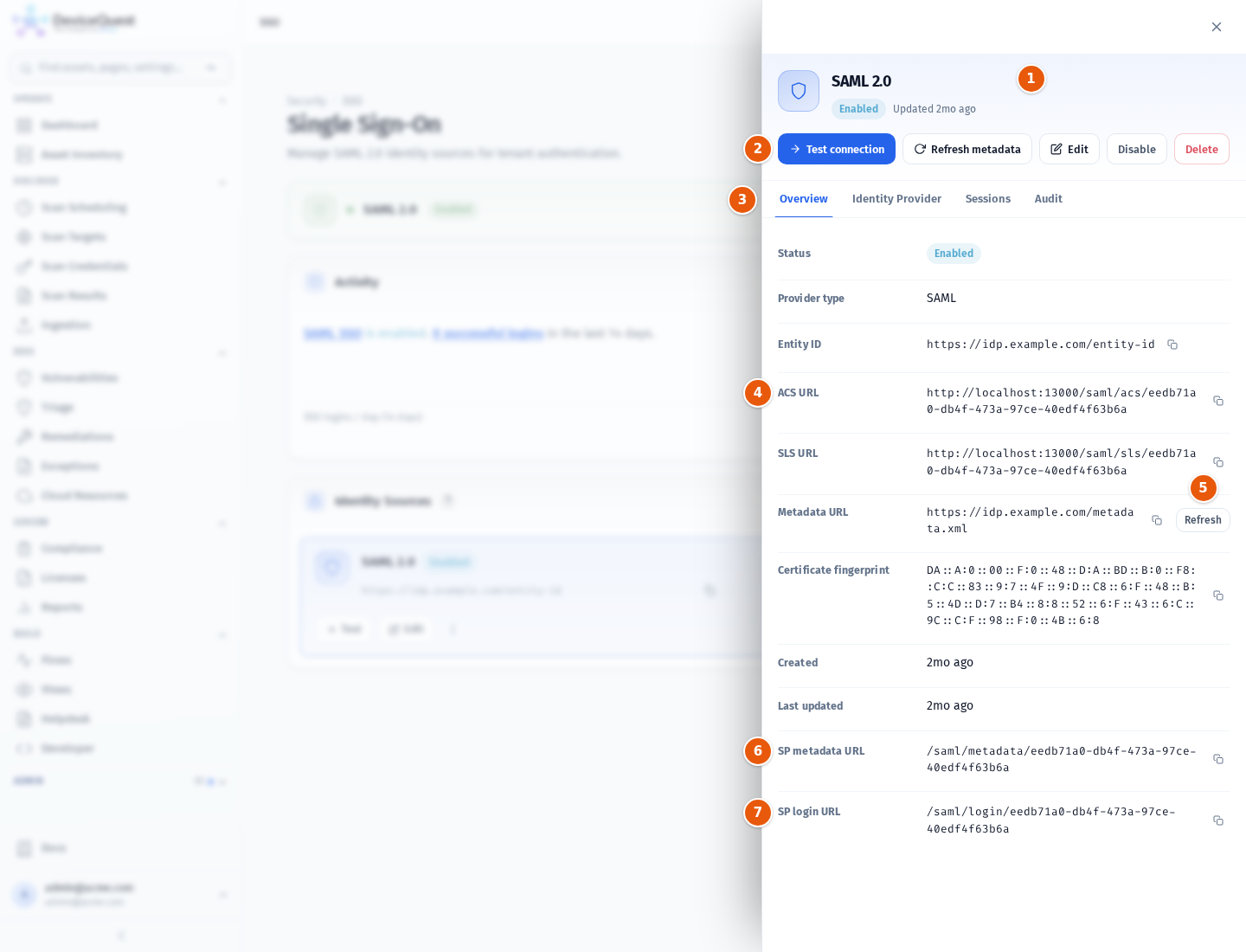 The identity source details with the Overview tab