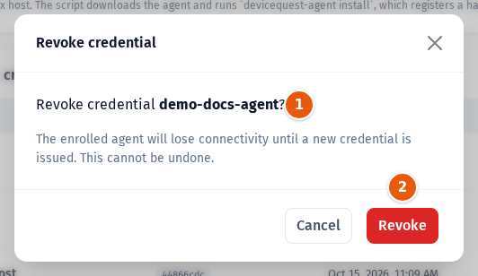 The Revoke credential dialog