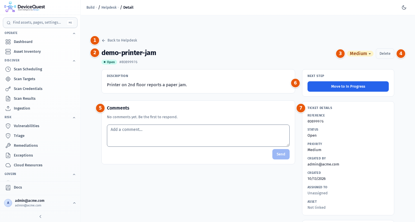 A ticket&rsquo;s detail page