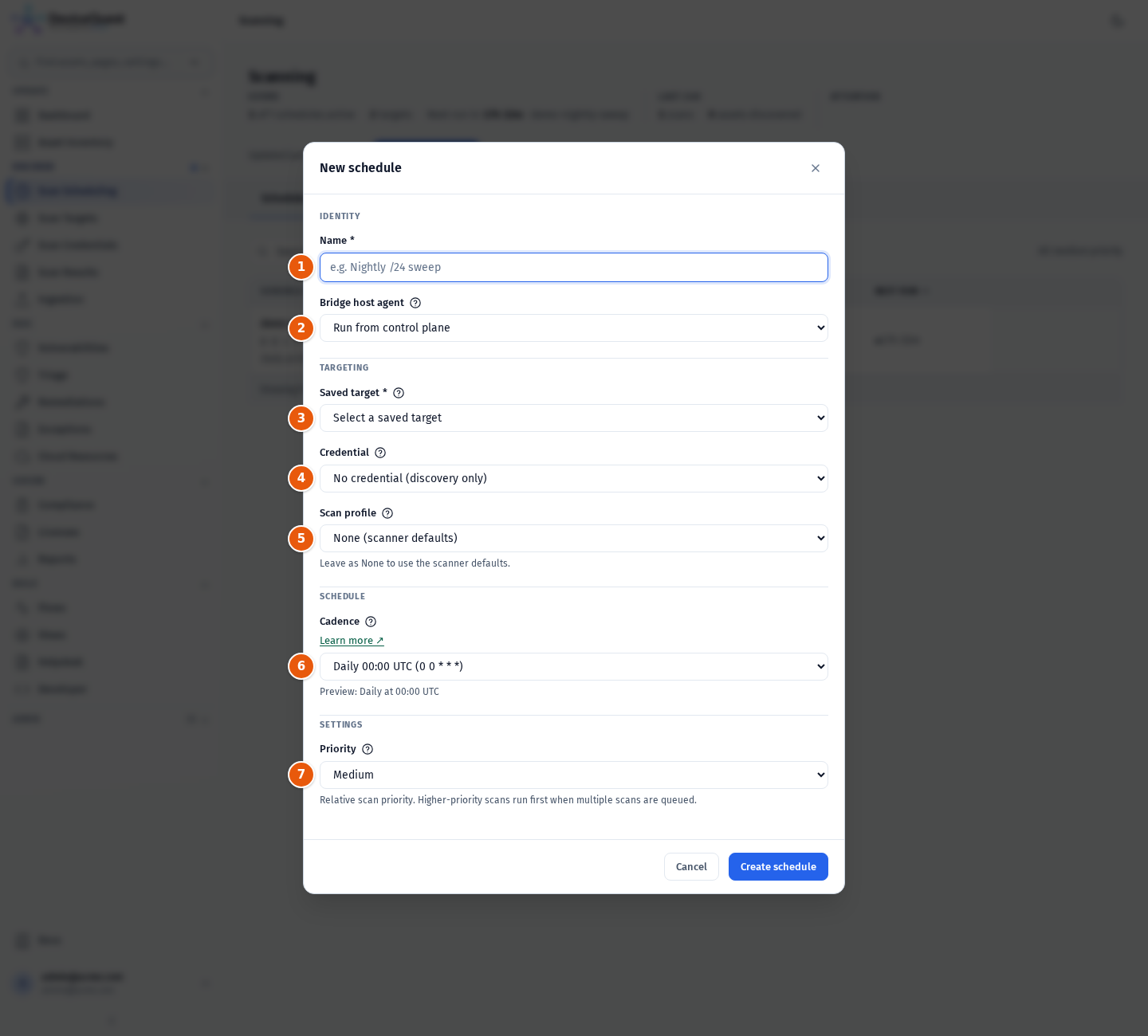The New schedule modal