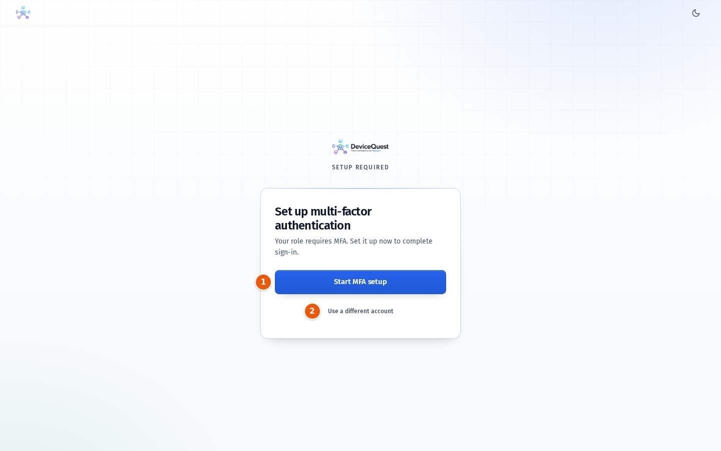 The Set up multi-factor authentication screen