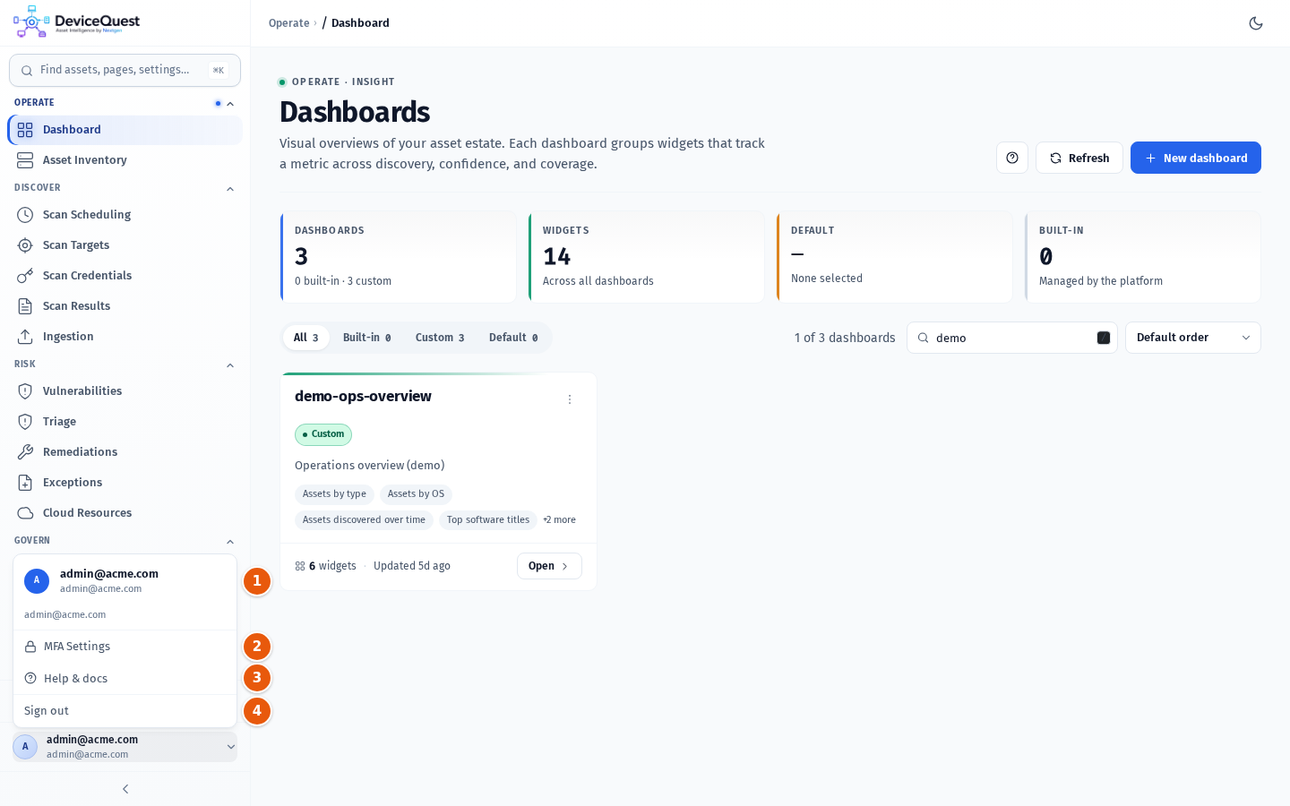 The account menu open from the sidebar