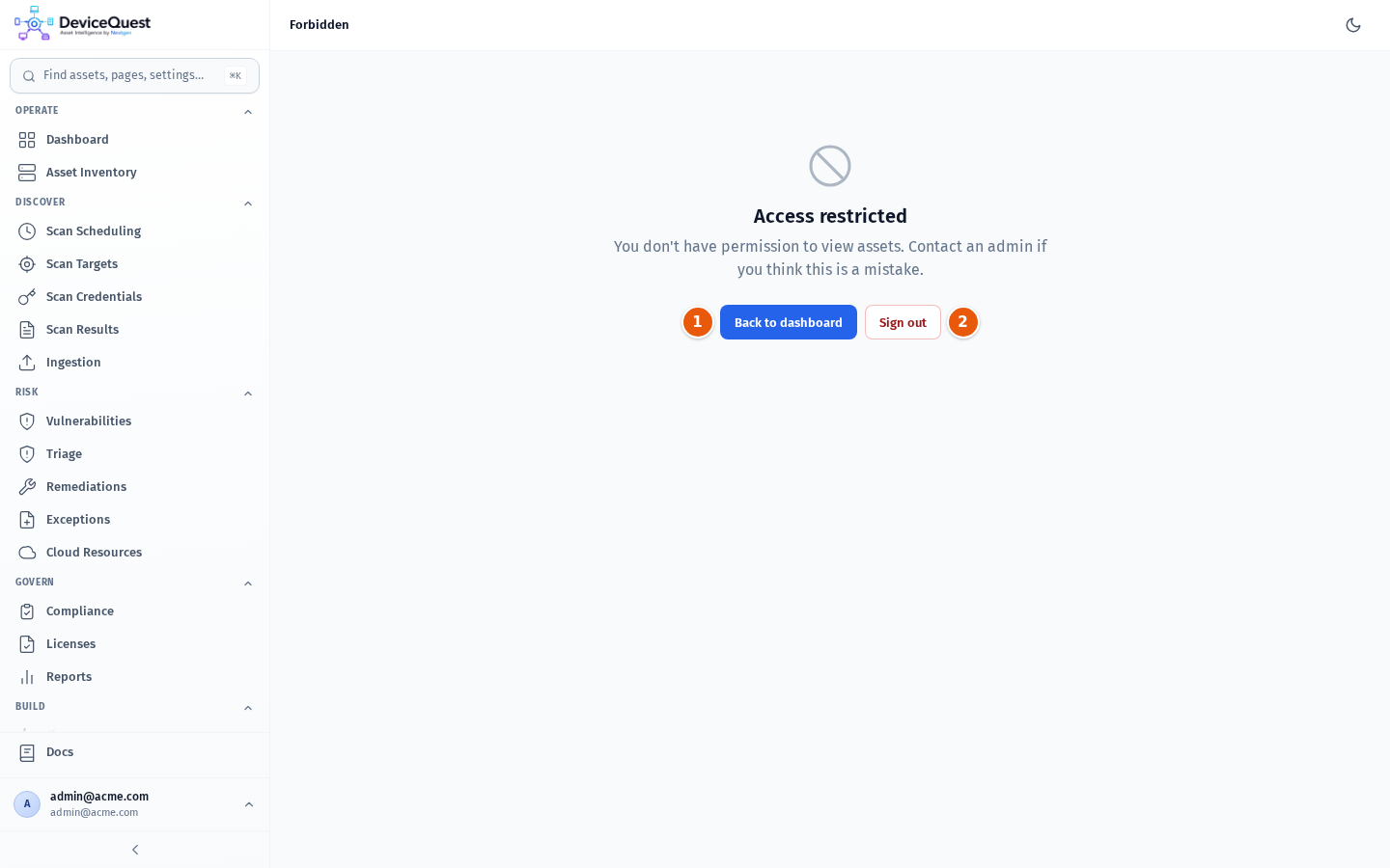 The Access restricted page