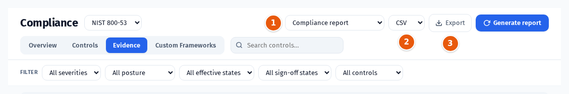 The export controls set to Statement of Applicability
