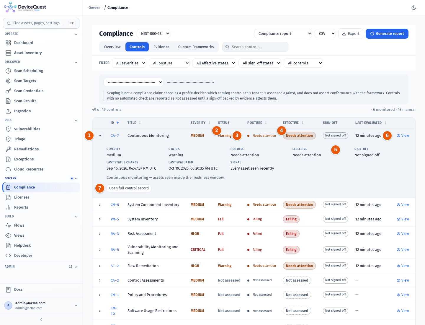 The Controls tab with the first control expanded