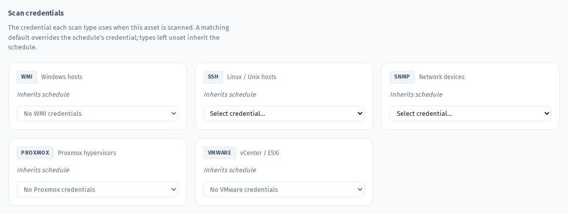 The Credentials tab