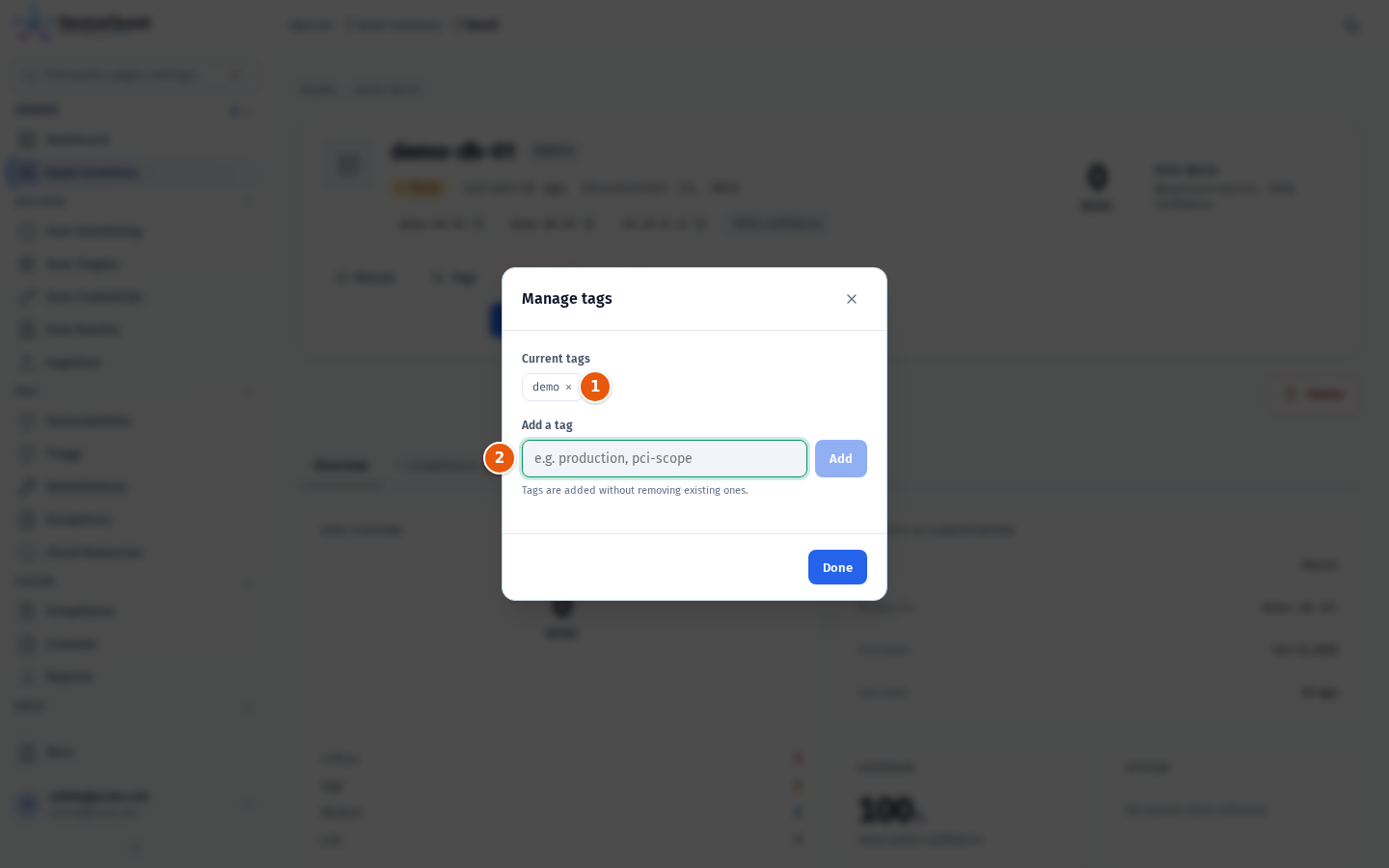 The Manage tags dialog