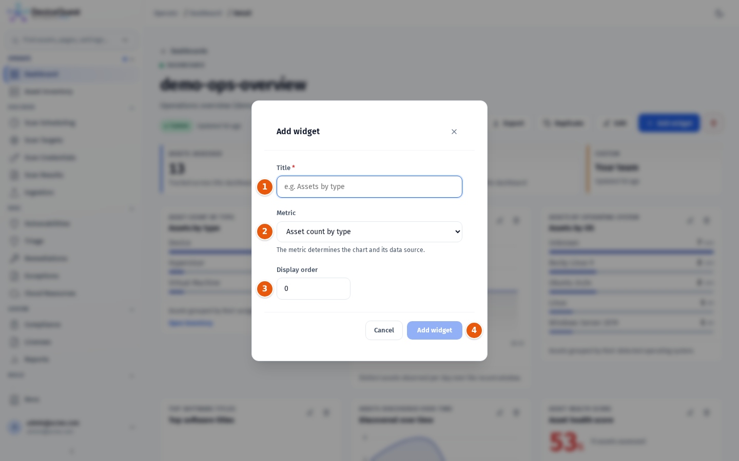 The Add widget dialog