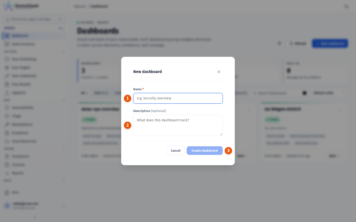 The New dashboard dialog