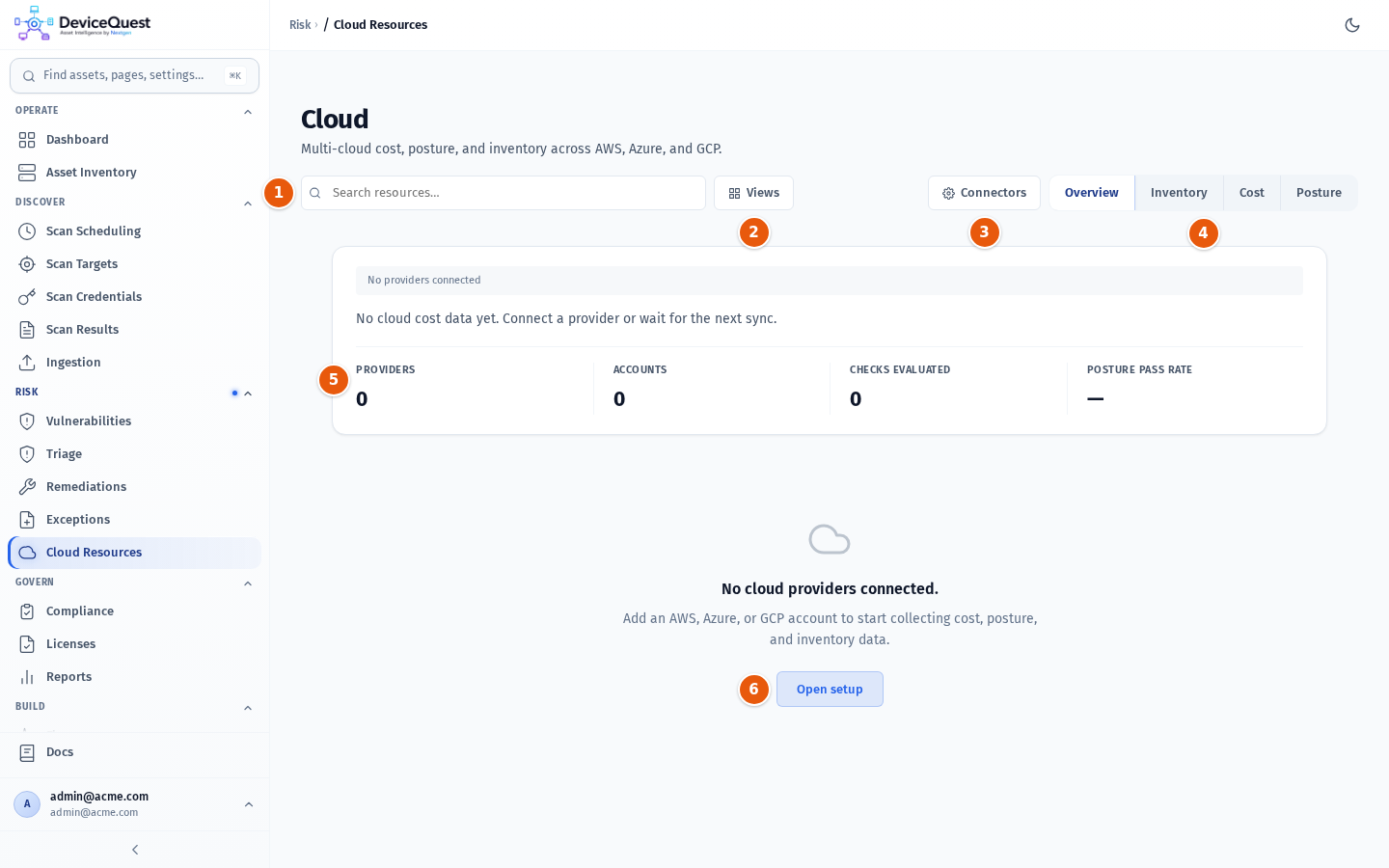 The Cloud page before any provider is connected
