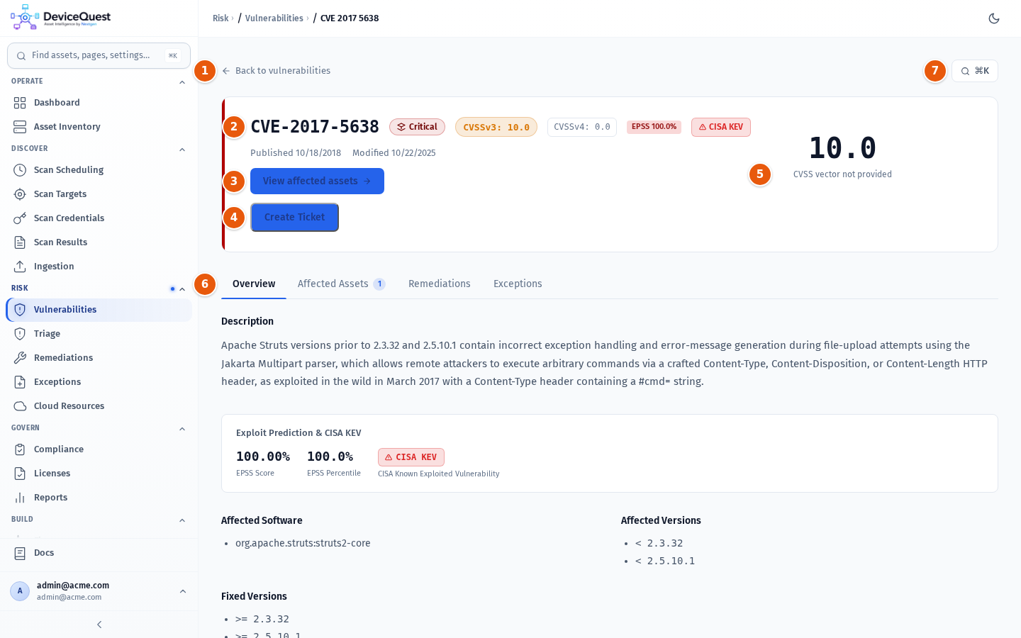 The CVE details page