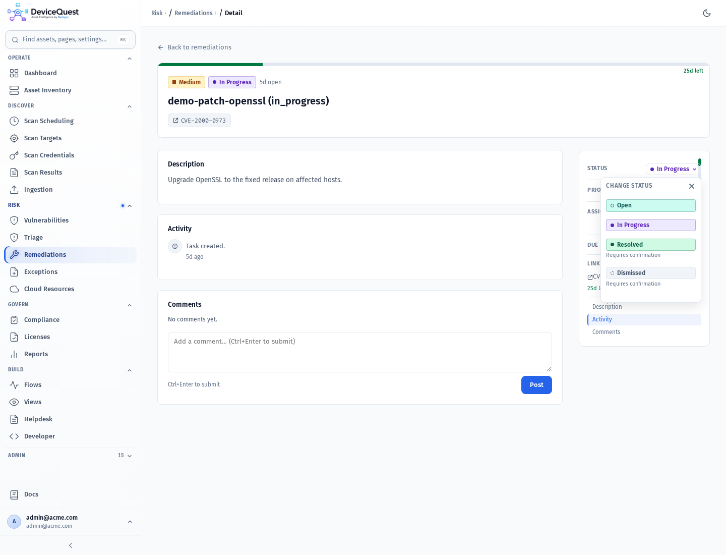 The Change status list